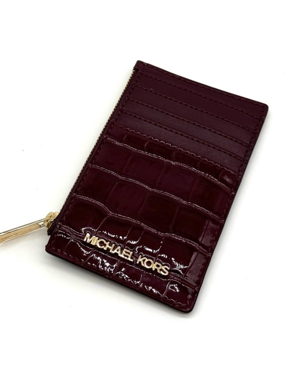 Michael Kors Medium Logo Card Case Wallet Ox Blood Multi